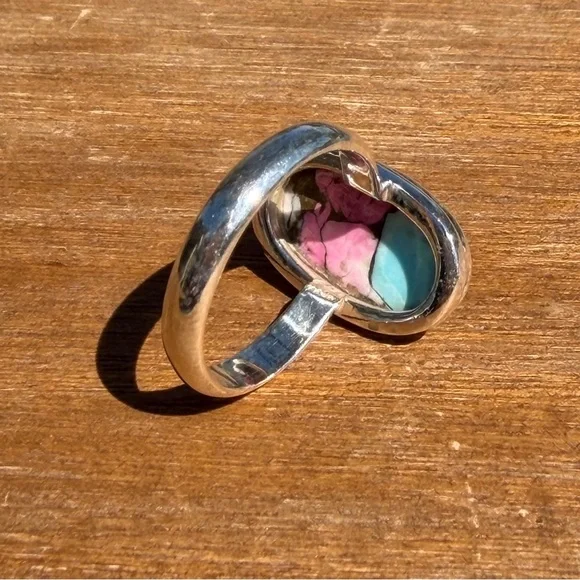 Artisan Crafted Cotton Candy Sterling Silver Oval Ring - Picture 6 of 9